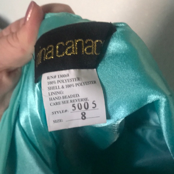 Gorgeous beaded aqua/mint sweetheart prom gown - Picture 7 of 8